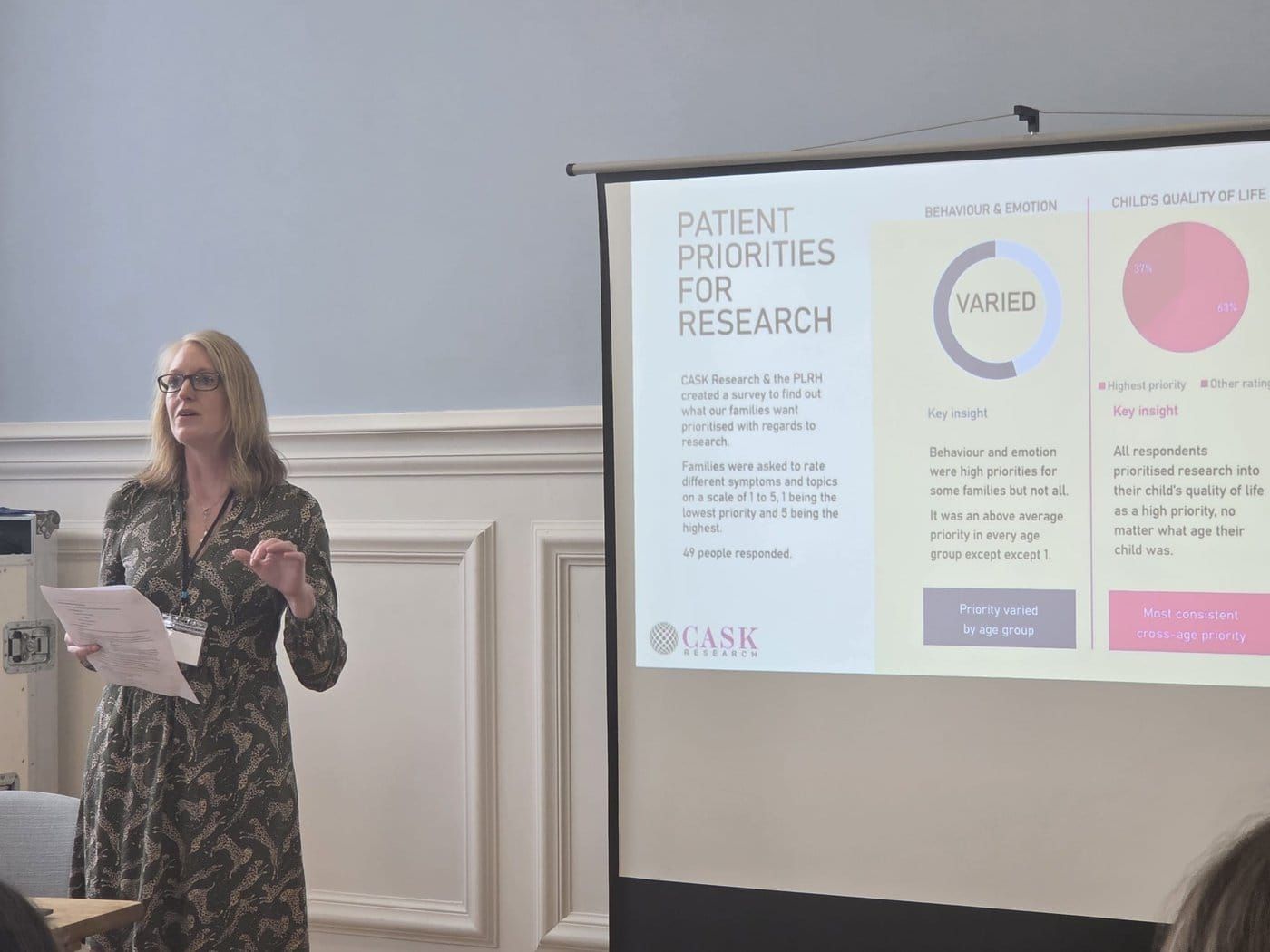 Founder Laura Hattersley speaks at the University of Cambridge about the mental health toll of CASK disorders
