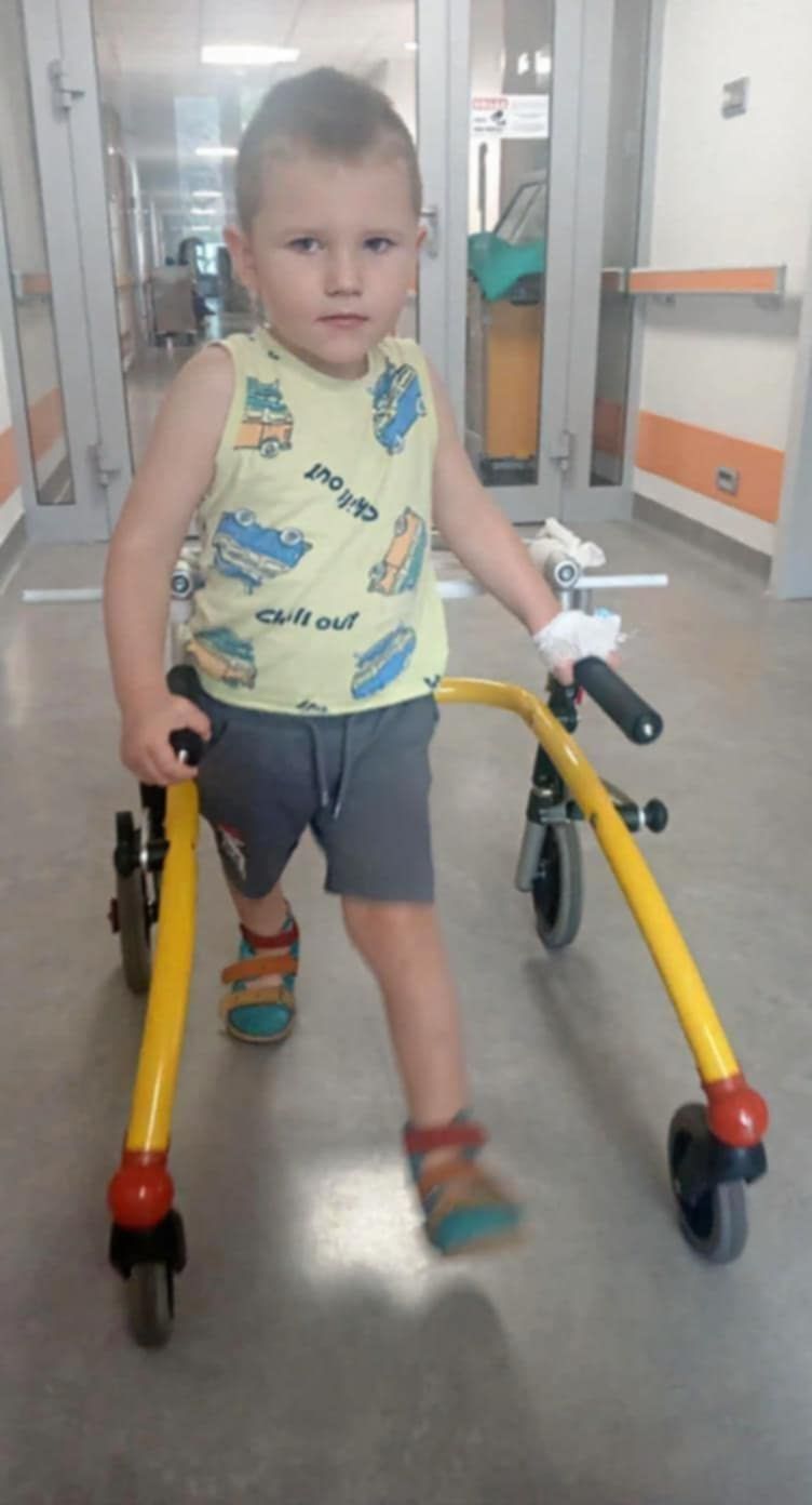 Robert using a walker