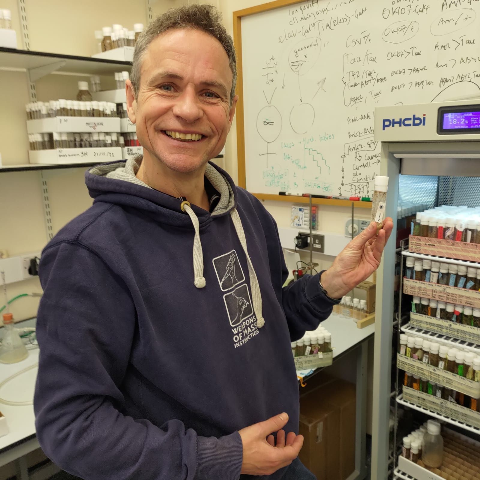 Professor James Hodge working with CASK fly models